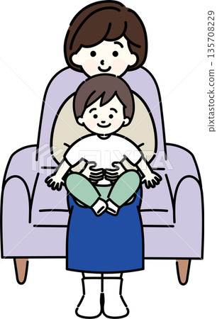 Boy sitting on lap Boy sitting on lap 135708229