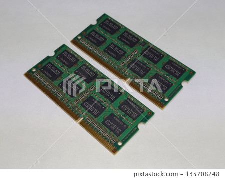 Two pieces of main memory (RAM) for a laptop (PC) 135708248