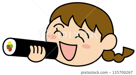 Hand-drawn cute Setsubun material Ehomaki 135708267