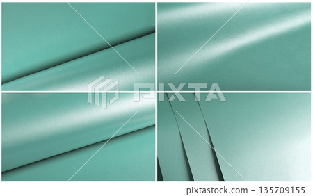 Designer paper set. material in turquoise, aquamarine with pearl, plastic, glossy, satin, metallic 135709155