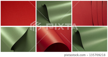 Paper texture collection. Green, red, cherry red designer paper in glossy, satin, pearl and matte Paper texture collection. Green, red, cherry red designer paper in glossy, satin, pearl and matte 135709218