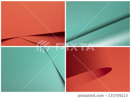 Paper texture set. Turquoise, aquamarine, cherry red design with glossy, pearlescent, matte and Paper texture set. Turquoise, aquamarine, cherry red design with glossy, pearlescent, matte and 135709223