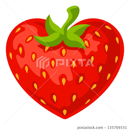 Love of Strawberry Heart Shaped Fruit Concept Love of Strawberry Heart Shaped Fruit Concept 135709331