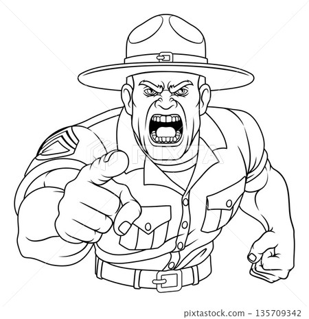 Drill Instructor Sergeant Bootcamp Army Soldier Drill Instructor Sergeant Bootcamp Army Soldier 135709342