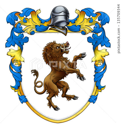 Boar Coat of Arms Family Crest Heraldic Shield Boar Coat of Arms Family Crest Heraldic Shield 135709344