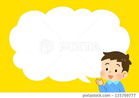 Cute boy illustration frame copy space template 135709777