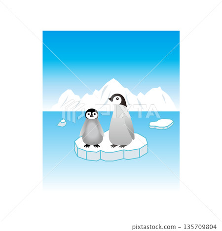 Penguin on ice illustration 135709804