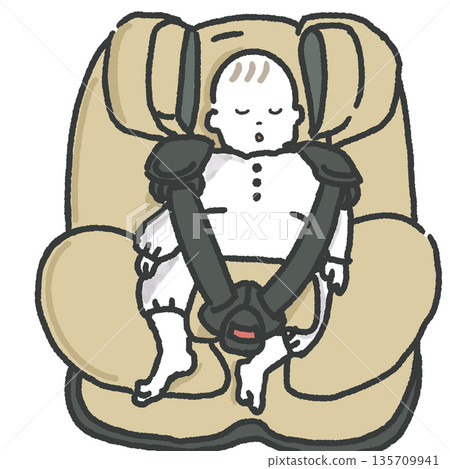 Baby sleeping on a child seat 135709941