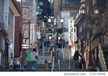 冬天的伊香保溫泉，石階的風景 135710046