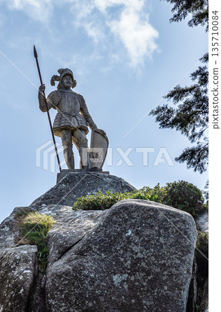 The statue of the Warrior in the Pena Palace, Palacio Nacional da Pena at Sintra, Portugal 135710084
