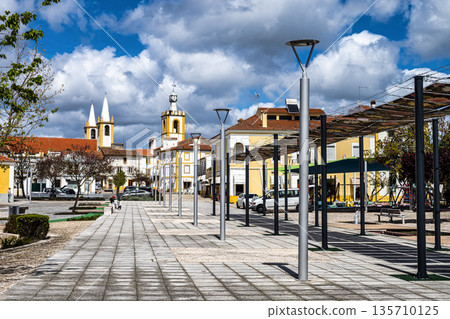 Praca da Republica, Square of the Republic. A public recreation space in the town center of Nisa in Portugal Praca da Republica, Square of the Republic. A public recreation space in the town center of Nisa in Portugal 135710125