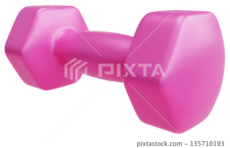Pink Fitness Dumbbell Perspective View Pink Fitness Dumbbell Perspective View 135710193