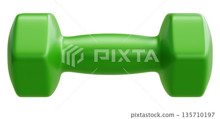 Green Fitness Dumbbell Front View Green Fitness Dumbbell Front View 135710197