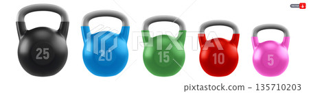 Set Of Kettlebells 3D Vector 135710203
