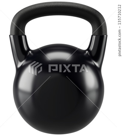 Black Kettlebell Isolated on Transparent Background 135710212