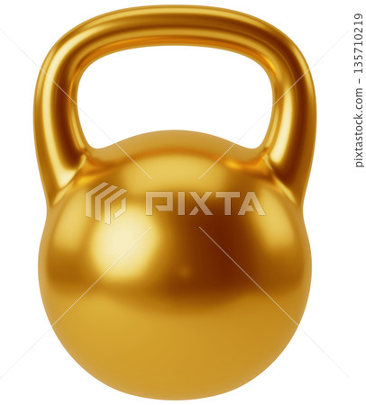 Gold Kettlebell Isolated on Transparent Background 135710219