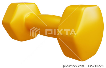 Yellow Fitness Dumbbell Perspective View Yellow Fitness Dumbbell Perspective View 135710228