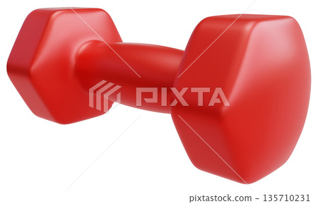 Red Fitness Dumbbell Perspective View 135710231