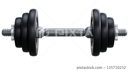 Adjustable Dumbbell with Black Weight Plates And Chrome Bar Front View 135710232