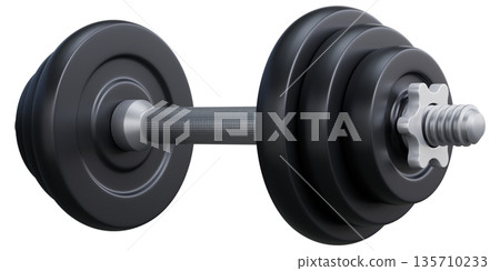 Adjustable Dumbbell with Black Weight Plates And Chrome Bar Perspective View 135710233