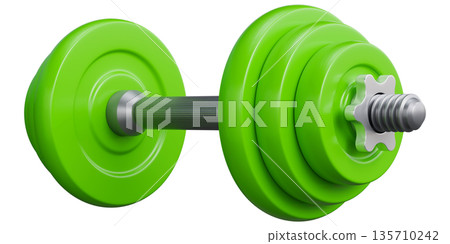 Adjustable Dumbbell with Green Weight Plates And Chrome Bar Perspective View Adjustable Dumbbell with Green Weight Plates And Chrome Bar Perspective View 135710242