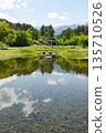 Azumino City, Nagano Prefecture, Alps Azumino National Government Park: A beautiful, clear pond reflecting the fresh greenery and the Northern Alps 135710526
