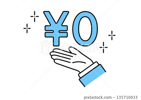 Businessman's hand holding up the word zero yen Businessman's hand holding up the word zero yen 135710833