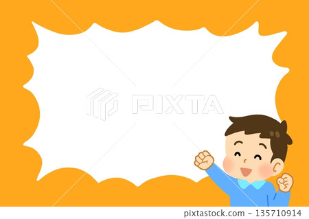 Illustration frame of a boy doing his best pose Copy space template Illustration frame of a boy doing his best pose Copy space template 135710914