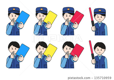 男性地方警察上半身可愛插畫集 男性地方警察上半身可愛插畫集 135710959
