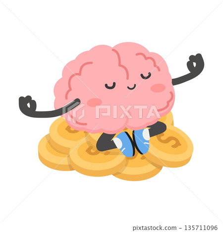 Brain Meditating on Coins 135711096