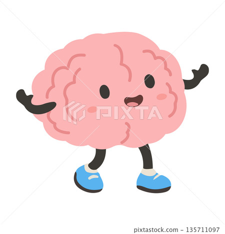 Cute Cartoon Brain Character Cute Cartoon Brain Character 135711097