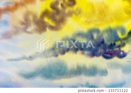 Watercolor painting cloud, sky colorful of raincloud in air. Watercolor painting cloud, sky colorful of raincloud in air. 135711122