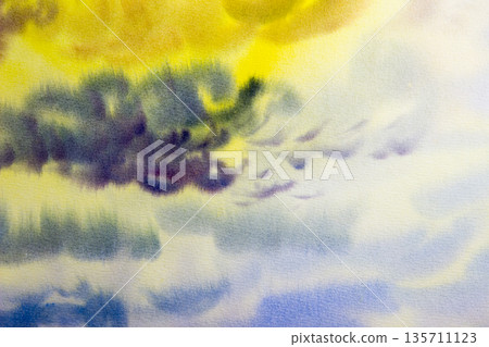 Watercolor painting cloud, sky colorful of raincloud in air. Watercolor painting cloud, sky colorful of raincloud in air. 135711123