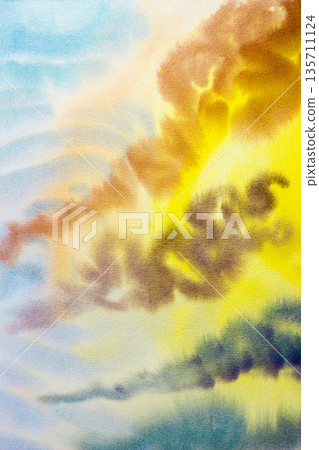 Watercolor painting cloud, sky colorful of raincloud in air. Watercolor painting cloud, sky colorful of raincloud in air. 135711124