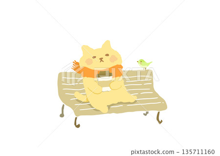 Vector, cat, coffee, cute, drink, relax, warm, holiday, hot drink, cat, tea 135711160