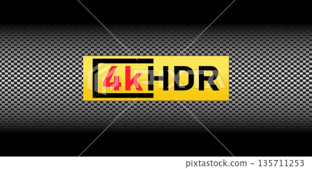 4K HDR Gold Label Badge On Metallic Grilled Texture Background For Premium Tech Imagery. 135711253