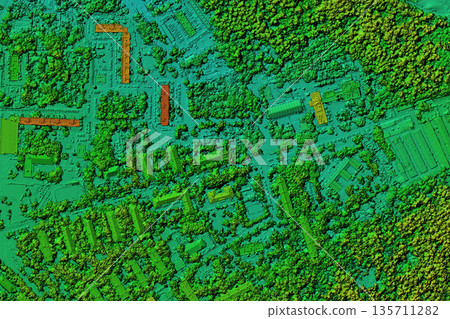 GIS product made after processing aerial pictures taken from a drone. a system for collecting, storing, analyzing, and graphically visualizing spatial geographic data and related information about GIS product made after processing aerial pictures taken from a drone. a system for collecting, storing, analyzing, and graphically visualizing spatial geographic data and related information about 135711282