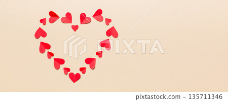 beautiful red heart frame. Valentine day background top view with copy space beautiful red heart frame. Valentine day background top view with copy space 135711346