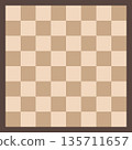 Simple chess board illustration. Brown checkered pattern. 135711657