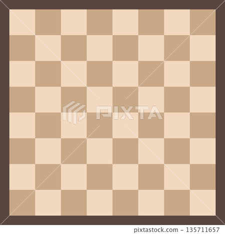 Simple chess board illustration. Brown checkered pattern. 135711657