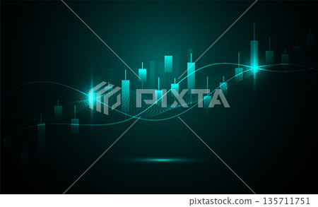 Abstract trend business candle stick graph chart of stock market investment trading on green background design. Bullish point. Vector illustration Abstract trend business candle stick graph chart of stock market investment trading on green background design. Bullish point. Vector illustration 135711751