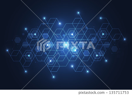 Geometric abstract technology hexagonal molecular structures in technology background and science style. Medical design. Vector illustration Geometric abstract technology hexagonal molecular structures in technology background and science style. Medical design. Vector illustration 135711753
