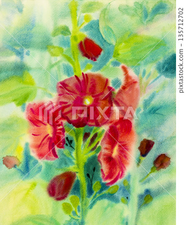 Beautiful bright and rich exotic red flowers in garden. Beautiful bright and rich exotic red flowers in garden. 135712702