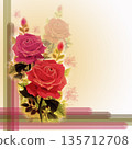 Painting red pink color of roses flowers. 135712708
