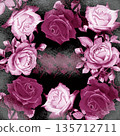 Painting flowers  red pink color with collection of roses 135712711