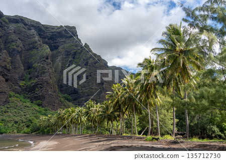 Remote beach in Hakaui Bay, Nuku Hiva, Marquesas Islands, French Polynesia Remote beach in Hakaui Bay, Nuku Hiva, Marquesas Islands, French Polynesia 135712730