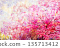 Painting floral composition Sakura or Wild himalayan cherry. 135713412
