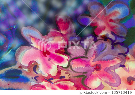Watercolor painting original flower colorful of bouquet pink flowers beauty 135713419