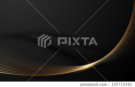 Abstract modern design black background with luxury golden elements vector illustration. 135713542