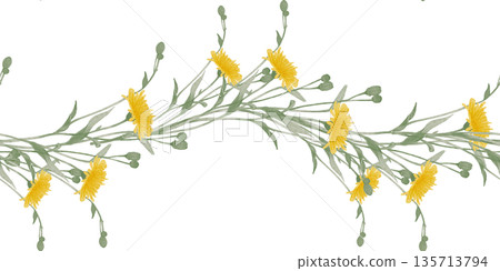 Seamless Yellow Wildflower Border Watercolor 135713794
